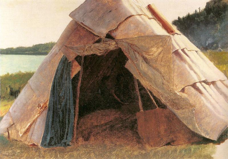 Eastman Johnson Ojibwe Wigwam at Grand Portage oil painting image